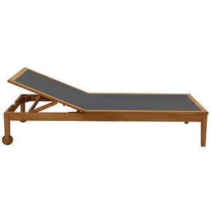 Bain de soleil gris foncé et bois massif naveen