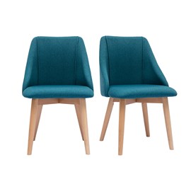 Chaises en tissu bleu canard et bois clair (lot de 2) higgins