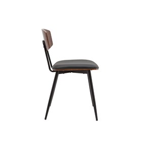 Chaises  en bois foncé noyer assises noires et métal noir (lot de 2) joline