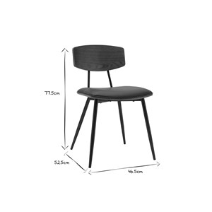 Chaises  en bois foncé noyer assises noires et métal noir (lot de 2) joline