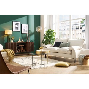 Buffet en manguier massif teinté bois foncé 2 portes coulissantes l140 cm alba