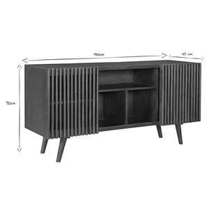 Buffet en manguier massif teinté bois foncé 2 portes coulissantes l140 cm alba