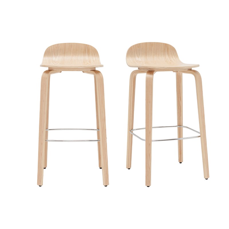 Tabourets de bar bois chêne h68 cm (lot de 2) obra