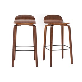 Tabourets de bar  noyer h68 cm (lot de 2) obra