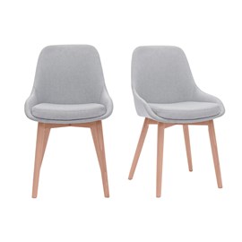 Chaises en tissu gris clair et bois clair massif (lot de 2) holo