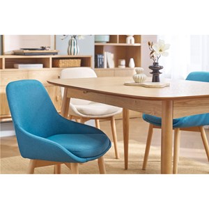 Chaises en tissu bleu canard et bois clair massif (lot de 2) holo