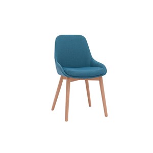 Chaises en tissu bleu canard et bois clair massif (lot de 2) holo