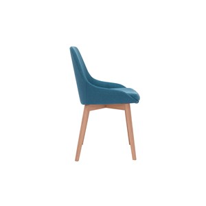 Chaises en tissu bleu canard et bois clair massif (lot de 2) holo