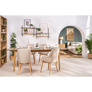 Fauteuils en tissu effet velours beige et bois clair massif (lot de 2) holo