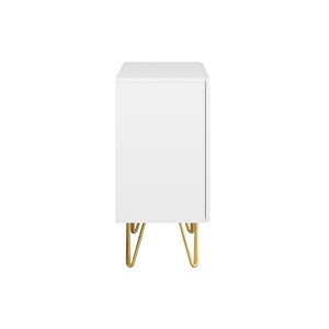 Buffet gravé blanc mat et métal doré 2 portes l107 cm ozen
