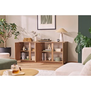 Buffet finition bois chêne 4 portes l180 cm como