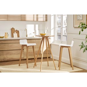 Tabourets de bar blancs et bois clair h75 cm (lot de 2) baltik