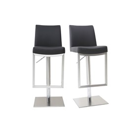 Tabourets de bar relevables noir et acier chromé (lot de 2) kyle