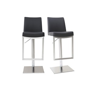 Tabourets de bar relevables noir et acier chromé (lot de 2) kyle