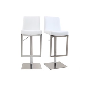 Tabourets de bar relevables blanc et acier chromé (lot de 2) kyle