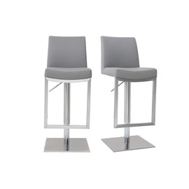 Tabourets de bar relevables gris et acier chromé (lot de 2) kyle