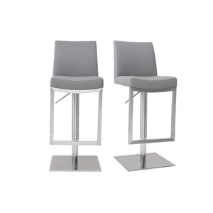 Tabourets de bar relevables gris et acier chromé (lot de 2) kyle