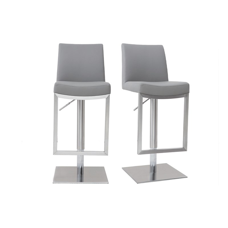Tabourets de bar relevables gris et acier chromé (lot de 2) kyle
