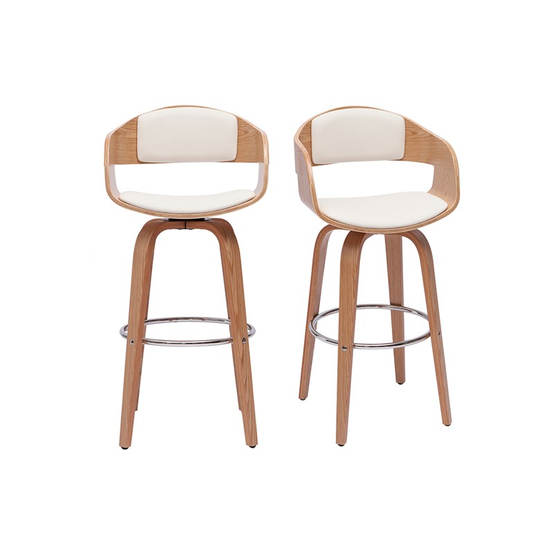 Tabourets de bar pivotants 360° en bois clair h65 cm (lot de 2) gao