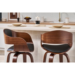 Tabourets de bar  pivotants 360° noyer h65 cm (lot de 2) gao