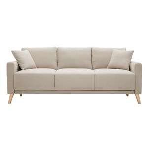 Canapé 3 places en tissu beige et bois clair munik