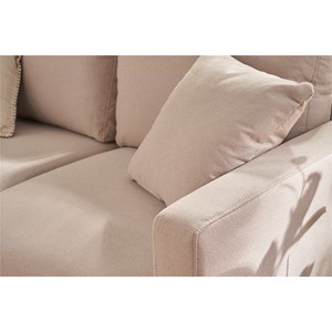 Canapé 3 places en tissu beige et bois clair munik