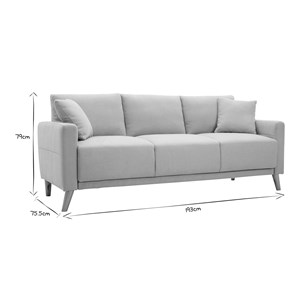 Canapé 3 places en tissu bleu foncé et bois foncé munik