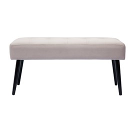 Banc capitonné en tissu velours taupe et métal noir l96 cm guesta
