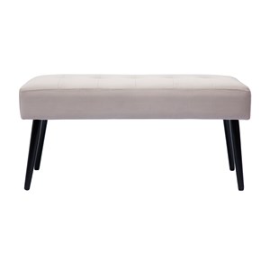 Banc capitonné en tissu velours taupe et métal noir l96 cm guesta