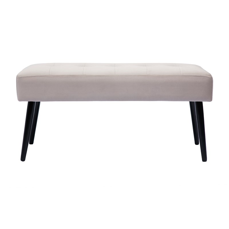 Banc capitonné en tissu velours taupe et métal noir l96 cm guesta