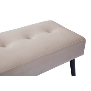Banc capitonné en tissu velours taupe et métal noir l96 cm guesta