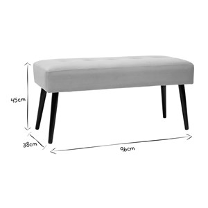 Banc capitonné en tissu velours taupe et métal noir l96 cm guesta
