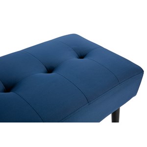 Banc capitonné en tissu velours bleu nuit et métal noir l96 cm guesta