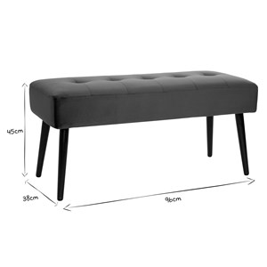 Banc capitonné en tissu velours bleu nuit et métal noir l96 cm guesta