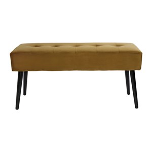 Banc capitonné en tissu velours bronze et métal noir l96 cm guesta