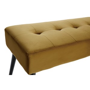 Banc capitonné en tissu velours bronze et métal noir l96 cm guesta