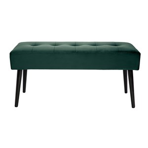 Banc capitonné en tissu velours vert foncé et métal noir l96 cm guesta