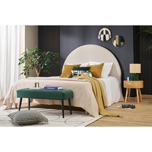 Banc capitonné en tissu velours vert foncé et métal noir l96 cm guesta