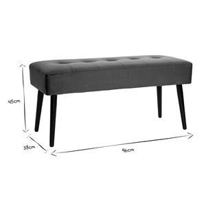 Banc capitonné en tissu velours vert foncé et métal noir l96 cm guesta