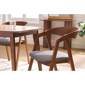 Chaises  empilables en bois teinté noyer et tissu gris (lot de 2) lova