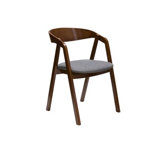 Chaises  empilables en bois teinté noyer et tissu gris (lot de 2) lova