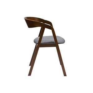 Chaises  empilables en bois teinté noyer et tissu gris (lot de 2) lova