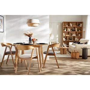 Chaises empilables en bois clair chêne et tissu gris (lot de 2) lova