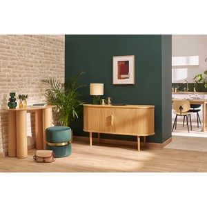 Buffet  en bois clair chêne 2 portes coulissantes l138 cm epic