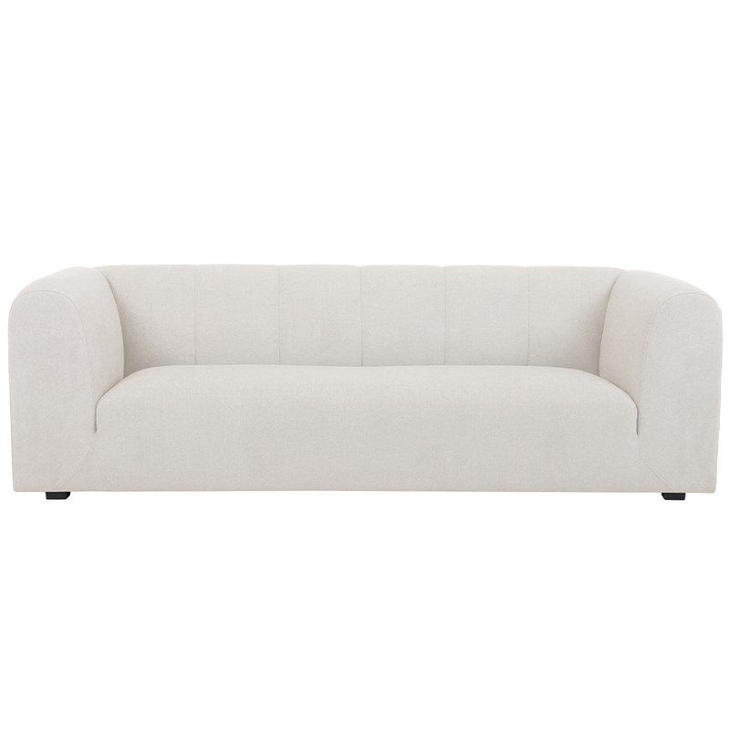 Canapé en tissu effet velours beige 3-4 places oliveiro