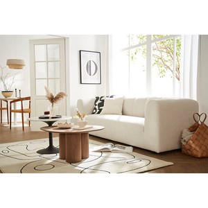 Canapé en tissu effet velours beige 3-4 places oliveiro