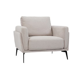 Fauteuil en tissu effet velours texturé beige et métal noir mosco