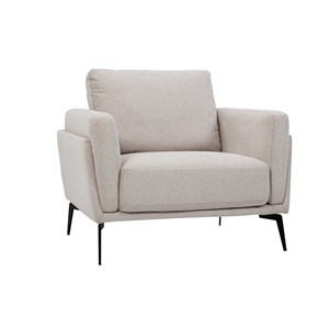 Fauteuil en tissu effet velours texturé beige et métal noir mosco