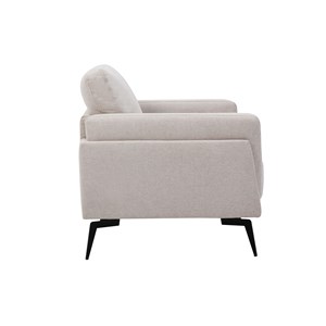 Fauteuil en tissu effet velours texturé beige et métal noir mosco