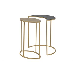 Table d'appoint en métal laqué noir et doré toscane